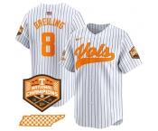 Men's Tennessee Volunteers #8 Dylan Dreiling Pinstripe 2024 Champions Vapor Limited Baseball Stitched Jersey