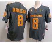 Men's Tennessee Volunteers #8 Nico Iamaleava Grey FUSE College Stitched Jersey
