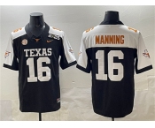 Men's Texas Longhorns #16 Peyton Manning Black F.U.S.E. 2025 CFP Final With SEC Patch Stitched Jersey