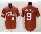 Men's Texas Longhorns #9 Joley Mitchell Orange 2025 Softball National Champions & SEC Patch Stitched Jersey