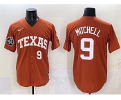 Men's Texas Longhorns #9 Joley Mitchell Orange 2025 World Series & SEC Patch Stitched Jersey