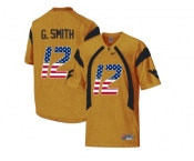 2016 US Flag Fashion West Virginia Mountaineers Geno Smith #12 College Football Mesh Jersey - Gold