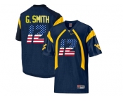 2016 US Flag Fashion West Virginia Mountaineers Geno Smith #12 College Football Mesh Jersey - Navy Blue