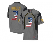 2016 US Flag Fashion West Virginia Mountaineers Stedman Bailey #3 College Football Mesh Jersey - Grey