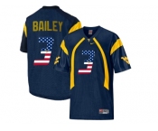 2016 US Flag Fashion West Virginia Mountaineers Stedman Bailey #3 College Football Mesh Jersey - Navy Blue
