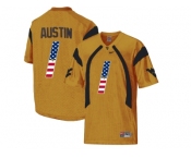 2016 US Flag Fashion West Virginia Mountaineers Tavon Austin #1 College Football Mesh Jersey - Gold