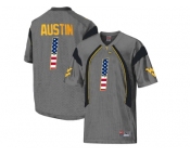 2016 US Flag Fashion West Virginia Mountaineers Tavon Austin #1 College Football Mesh Jersey - Grey