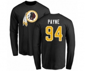 Football Washington Redskins #94 Da'Ron Payne Black Name & Number Logo Long Sleeve T-Shirt