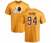 Football Washington Redskins #94 Da'Ron Payne Gold Name & Number Logo T-Shirt