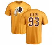 NFL Nike Washington Redskins #93 Jonathan Allen Gold Name & Number Logo T-Shirt