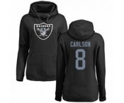 Football Women's Oakland Raiders #8 Daniel Carlson Black Name & Number Logo Pullover Hoodie
