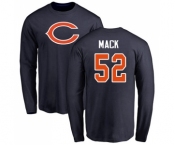 NFL Nike Chicago Bears #52 Khalil Mack Navy Blue Name & Number Logo Long Sleeve T-Shirt