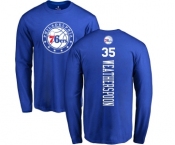NBA Nike Philadelphia 76ers #35 Clarence Weatherspoon Royal Blue Backer Long Sleeve T-Shirt