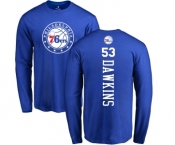 NBA Nike Philadelphia 76ers #53 Darryl Dawkins Royal Blue Backer Long Sleeve T-Shirt