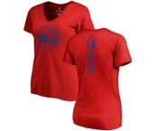 NBA Women's Nike Philadelphia 76ers #14 Shake Milton Red One Color Backer Slim-Fit V-Neck T-Shirt
