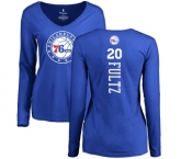 NBA Women's Nike Philadelphia 76ers #20 Markelle Fultz Royal Blue Backer Long Sleeve T-Shirt