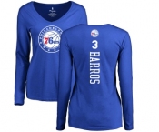 NBA Women's Nike Philadelphia 76ers #3 Dana Barros Royal Blue Backer Long Sleeve T-Shirt