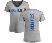 NBA Women's Nike Philadelphia 76ers #53 Darryl Dawkins Ash Backer T-Shirt