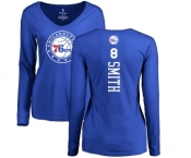 NBA Women's Nike Philadelphia 76ers #8 Zhaire Smith Royal Blue Backer Long Sleeve T-Shirt