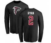 Football Atlanta Falcons #2 Matt Ryan Black Name & Number Logo Long Sleeve T-Shirt