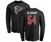 Football Atlanta Falcons #54 Foye Oluokun Black Name & Number Logo Long Sleeve T-Shirt