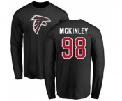Football Atlanta Falcons #98 Takkarist McKinley Black Name & Number Logo Long Sleeve T-Shirt