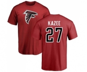 NFL Nike Atlanta Falcons #27 Damontae Kazee Red Name & Number Logo T-Shirt