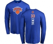 NBA Nike New York Knicks #33 Patrick Ewing Royal Blue Backer Long Sleeve T-Shirt