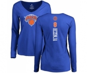 NBA Women's Nike New York Knicks #8 Mario Hezonja Royal Blue Backer Long Sleeve T-Shirt