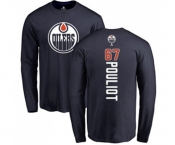 NHL Adidas Edmonton Oilers #67 Benoit Pouliot Navy Blue Backer Long Sleeve T-Shirt