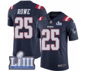 Men's Nike New England Patriots #25 Eric Rowe Limited Navy Blue Rush Vapor Untouchable Super Bowl LIII Bound NFL Jersey