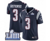 Men's Nike New England Patriots #3 Stephen Gostkowski Navy Blue Team Color Vapor Untouchable Limited Player Super Bowl LIII Bound NFL Jersey