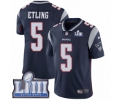 Men's Nike New England Patriots #5 Danny Etling Navy Blue Team Color Vapor Untouchable Limited Player Super Bowl LIII Bound NFL Jersey