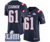 Men's Nike New England Patriots #61 Marcus Cannon Limited Navy Blue Rush Vapor Untouchable Super Bowl LIII Bound NFL Jersey