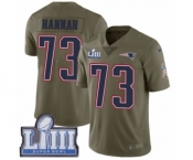 Men's Nike New England Patriots #73 John Hannah Limited Olive 2017 Salute to Service Super Bowl LIII Bound NFL Jersey
