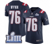 Men's Nike New England Patriots #76 Isaiah Wynn Limited Navy Blue Rush Vapor Untouchable Super Bowl LIII Bound NFL Jersey