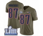 Men's Nike New England Patriots #87 Rob Gronkowski Limited Olive 2017 Salute to Service Super Bowl LIII Bound NFL Jersey