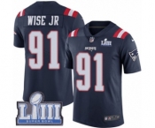Men's Nike New England Patriots #91 Deatrich Wise Jr Limited Navy Blue Rush Vapor Untouchable Super Bowl LIII Bound NFL Jersey