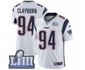 Men's Nike New England Patriots #94 Adrian Clayborn White Vapor Untouchable Limited Player Super Bowl LIII Bound NFL Jersey