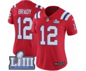 Women's Nike New England Patriots #12 Tom Brady Red Alternate Vapor Untouchable Limited Player Super Bowl LIII Bound NFL Jersey