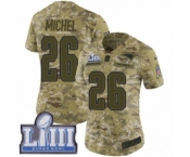 Women's Nike New England Patriots #26 Sony Michel Limited Camo 2018 Salute to Service Super Bowl LIII Bound NFL Jersey