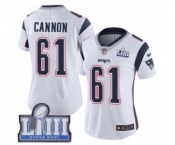 Women's Nike New England Patriots #61 Marcus Cannon White Vapor Untouchable Limited Player Super Bowl LIII Bound NFL Jersey