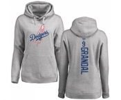 MLB Women's Nike Los Angeles Dodgers #9 Yasmani Grandal Ash Backer Pullover Hoodie