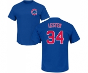 MLB Nike Chicago Cubs #34 Jon Lester Royal Blue Name & Number T-Shirt