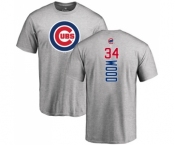 MLB Nike Chicago Cubs #34 Kerry Wood Ash Backer T-Shirt