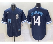 Men's Kansas City Royals #14 Jac Caglianone Navy City Connect Stitched Baseball Jersey