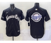 Men's Kansas City Royals Team Big Logo Black 'Gothic Crown Edition' Vapor Premier Limited Stitched Baseball Jersey