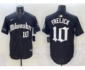 Men's Milwaukee Brewers #10 Sal Frelick Black 'Gothic 414 Shadows Edition' Vapor Premier Limited Stitched Jersey