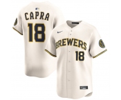 Men's Milwaukee Brewers #18 Vinny Capra Cream 2025 Limited Stitched Baseball Jersey