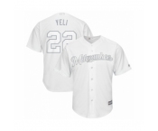 Men's Milwaukee Brewers #22 Christian Yelich Yeli Authentic White 2019 Players Weekend Baseball Jersey